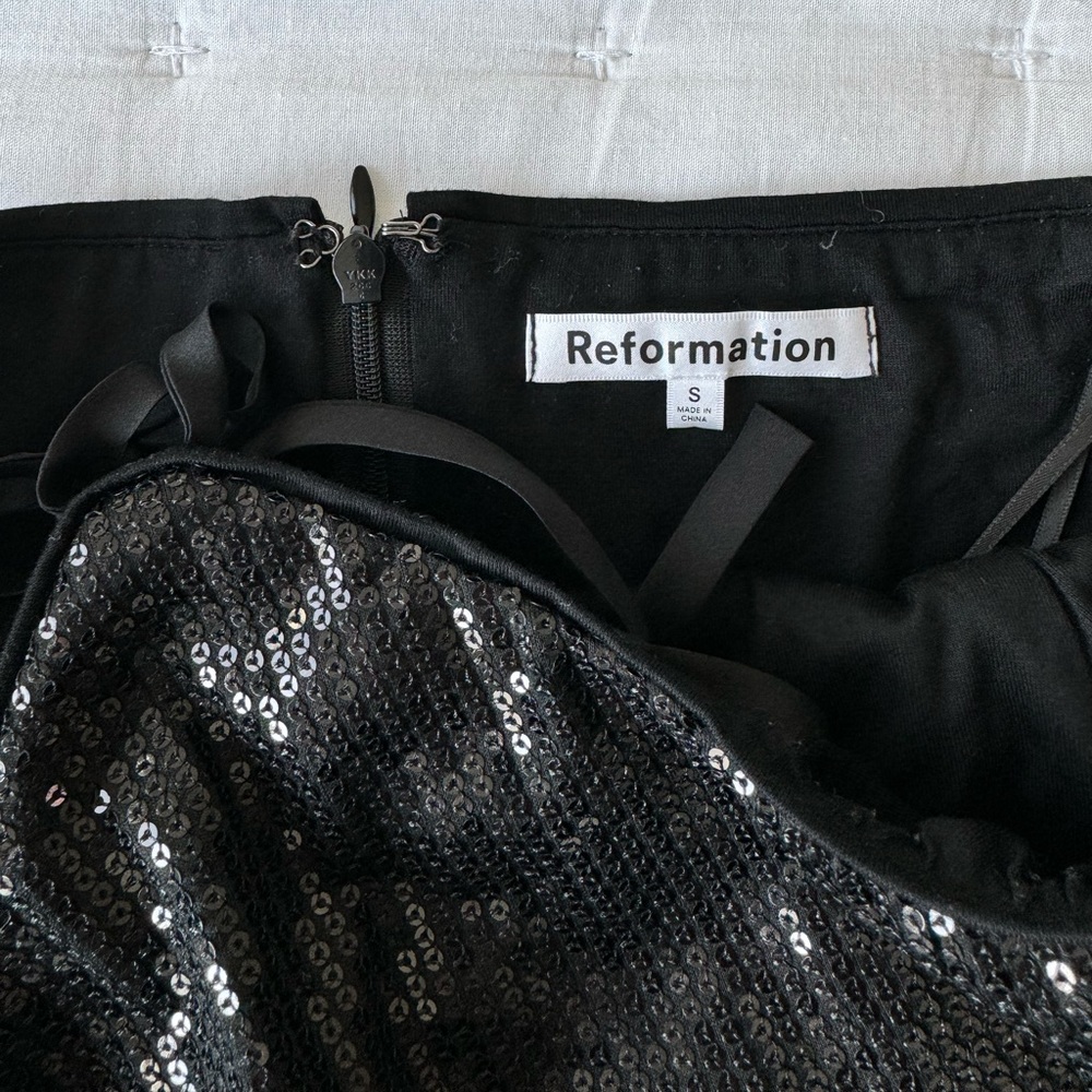 Reformation Small Sidney Black Sequin Halter Mini Dress - Picture 11 of 13